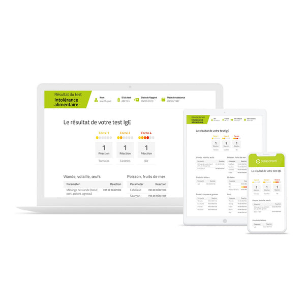 Test intolerance alimentaire rapport resultats